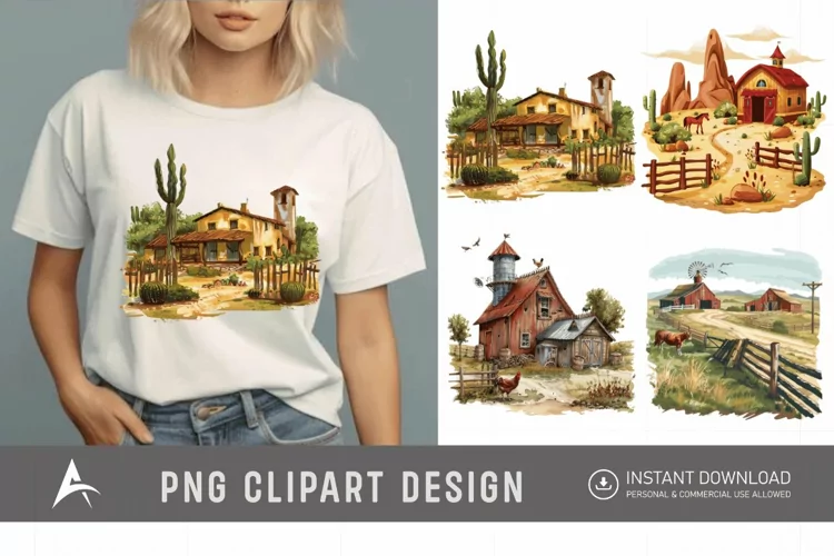 Watercolor Ranch Clipart