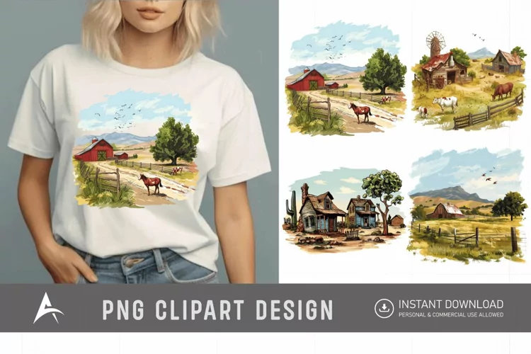 Watercolor Ranch Clipart