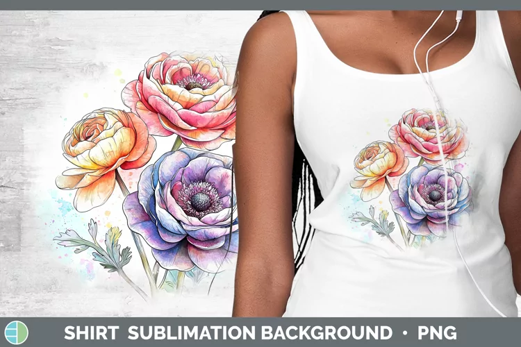 Watercolor Ranunculus Shirt Sublimation Sublimation Backgrou
