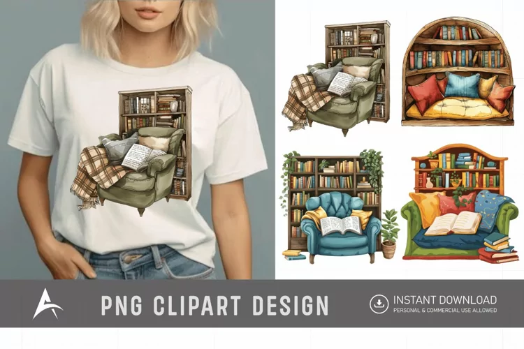 Watercolor Reading Nook Clipart