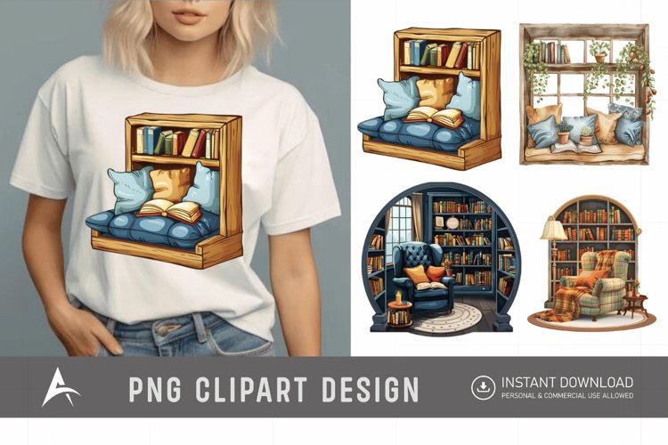 Watercolor Reading Nook Clipart