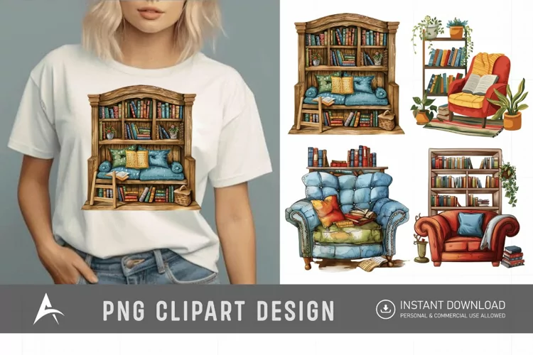 Watercolor Reading Nook Clipart