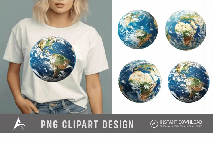 Watercolor Realistic Earth Clipart