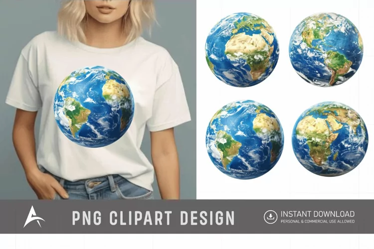 Watercolor Realistic Earth Clipart