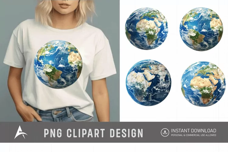 Watercolor Realistic Earth Clipart Art