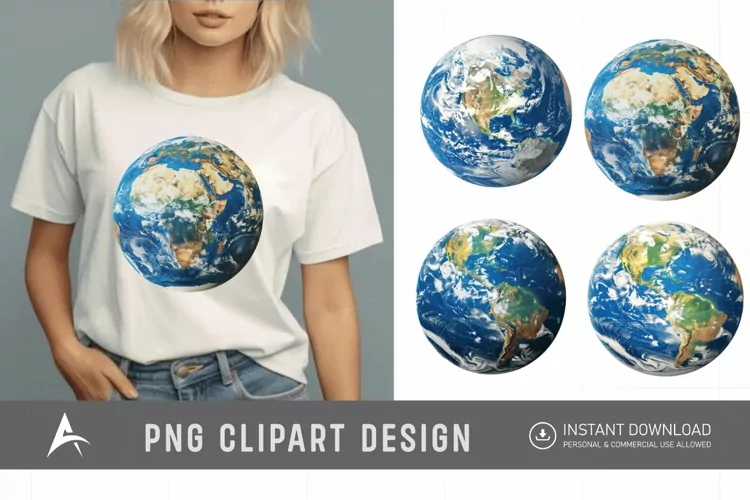 Watercolor Realistic Earth Clipart