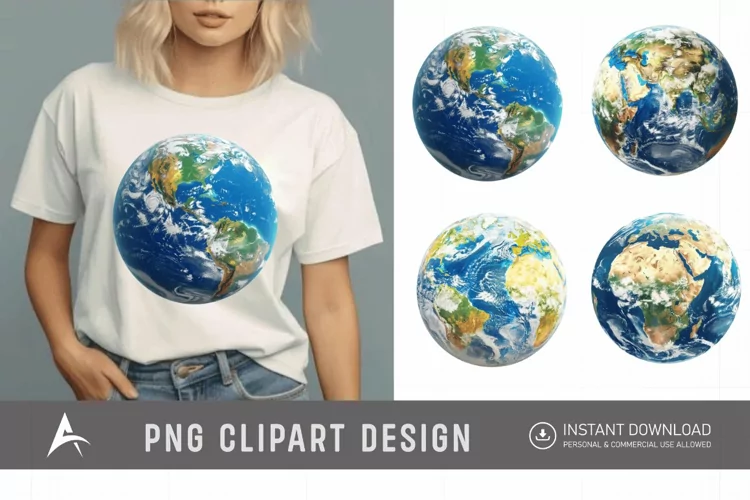 Watercolor Realistic Earth Clipart