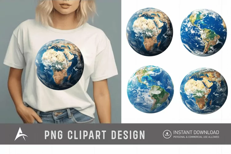 Watercolor Realistic Earth Clipart