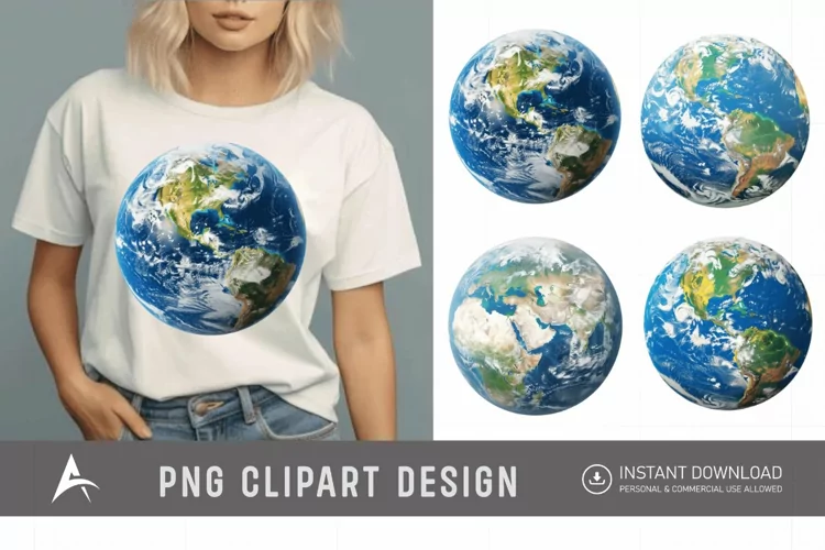 Watercolor Realistic Earth Clipart