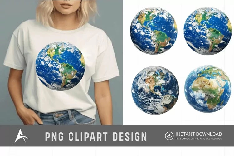 Watercolor Realistic Earth Clipart