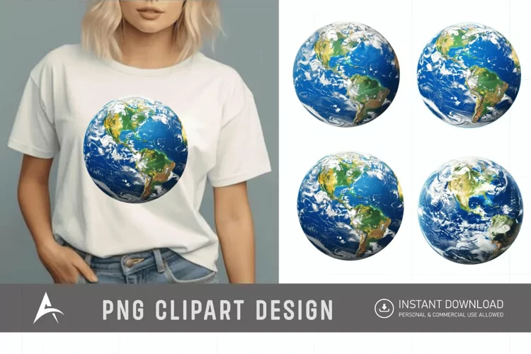Watercolor Realistic Earth Sublimation Clipart