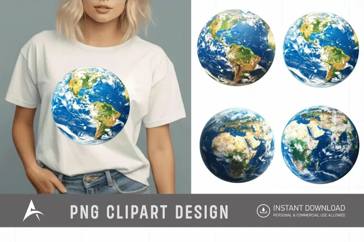 Watercolor Realistic Earth Clipart