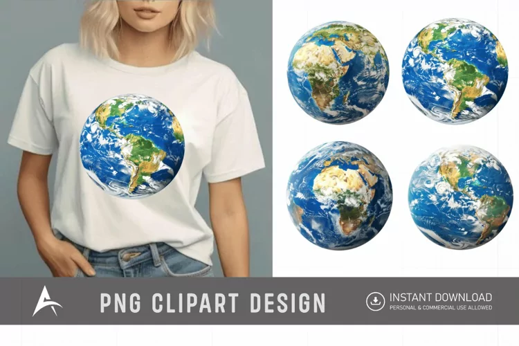 Watercolor Realistic Earth Clipart PNG