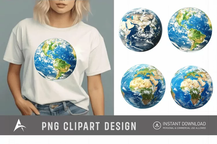 Watercolor Realistic Earth Clipart