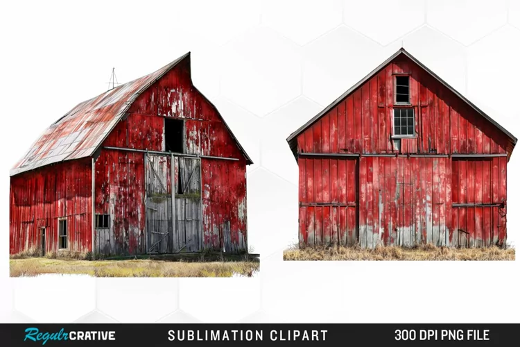 Watercolor Red Barn Illustration Clipart