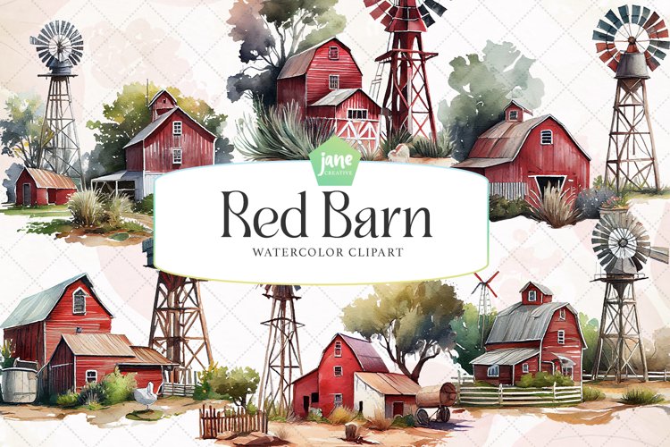 Watercolor Barn Clipart Image 23