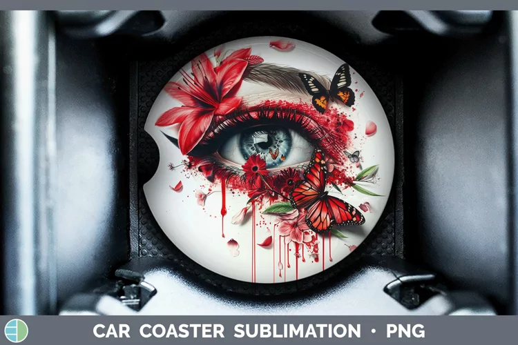 Watercolor Red Eye Car Coaster Sublimation Coaster Designs