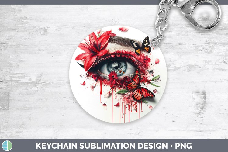 Watercolor Red Eye Keychain Sublimation Keyring Designs