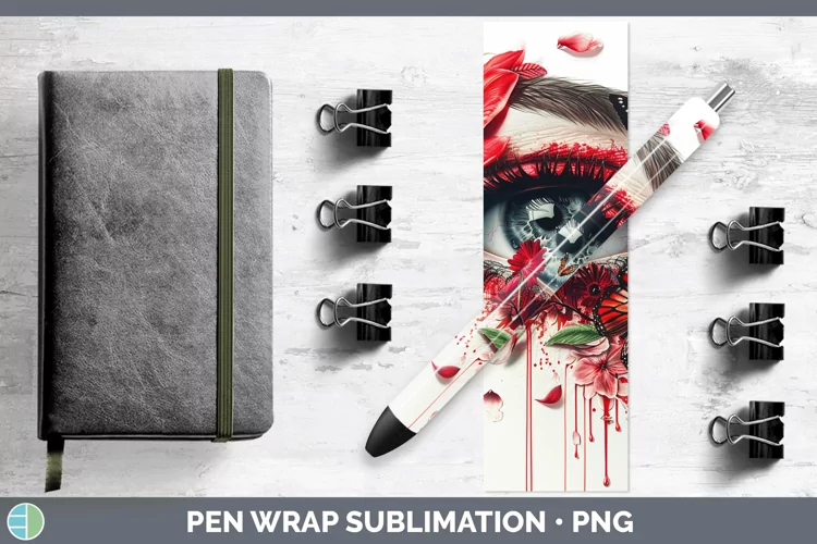 Watercolor Red Eye Pen Wrap Sublimation Epoxy Pen Designs