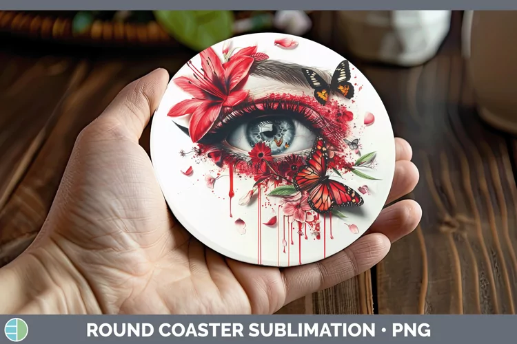 Watercolor Red Eye Round Coaster Sublimation Coaster Designs