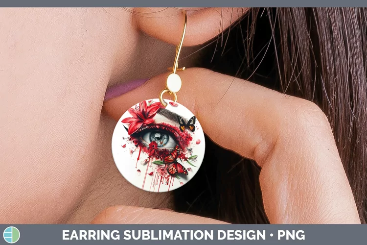 Watercolor Red Eye Round Earrings Sublimation Earrings Desig
