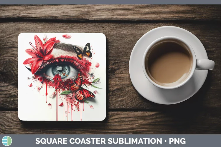 Watercolor Red Eye Square Coaster Sublimation Coaster Design