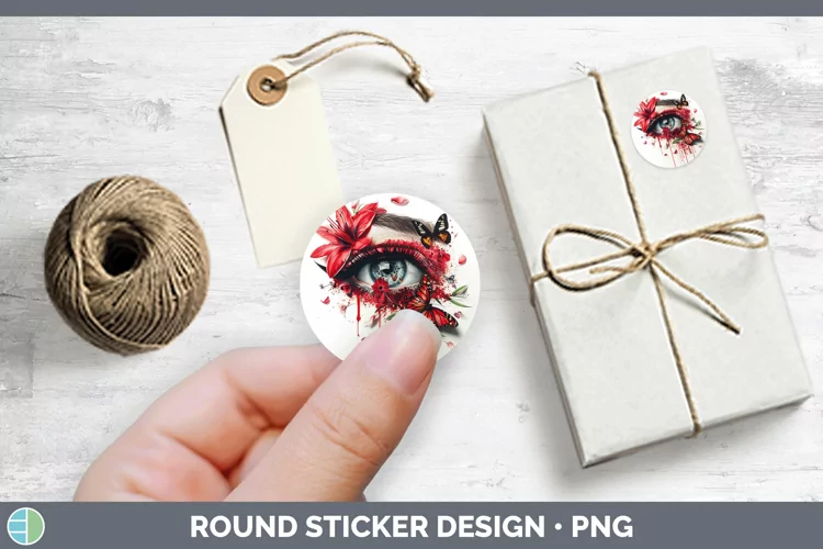 Watercolor Red Eye Stickers | Round Labels Designs