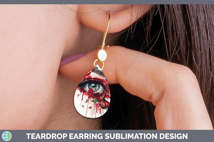 Watercolor Red Eye Teardrop Earrings Sublimation Earrings De
