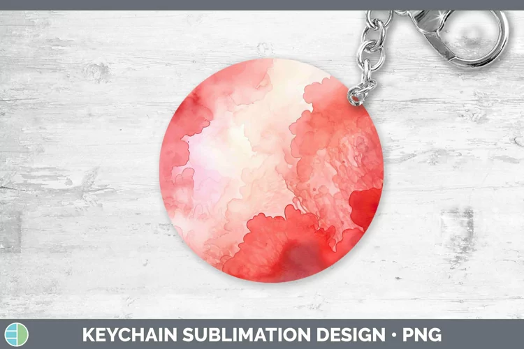 Watercolor Red Keychain Sublimation Keyring Designs