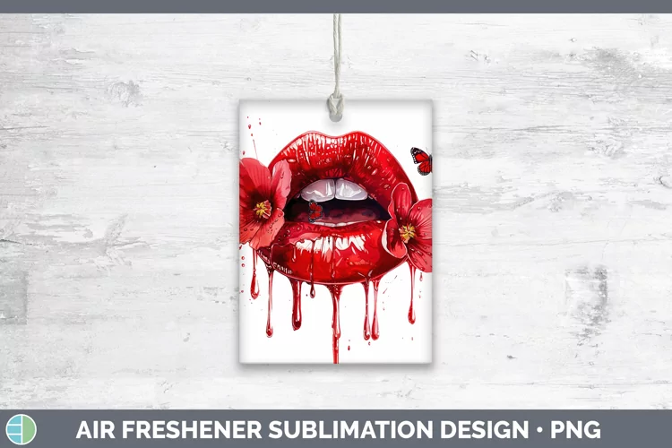 Watercolor Red Lips Air Freshener Sublimation Car Freshener