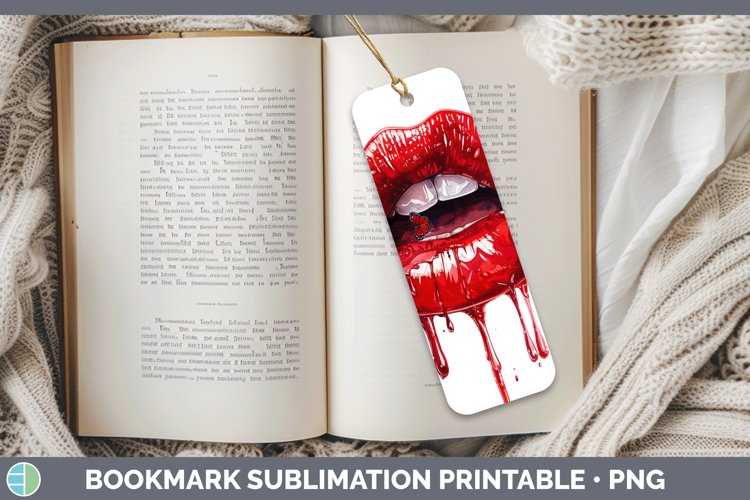Watercolor Red Lips Bookmark Sublimation Printable Designs