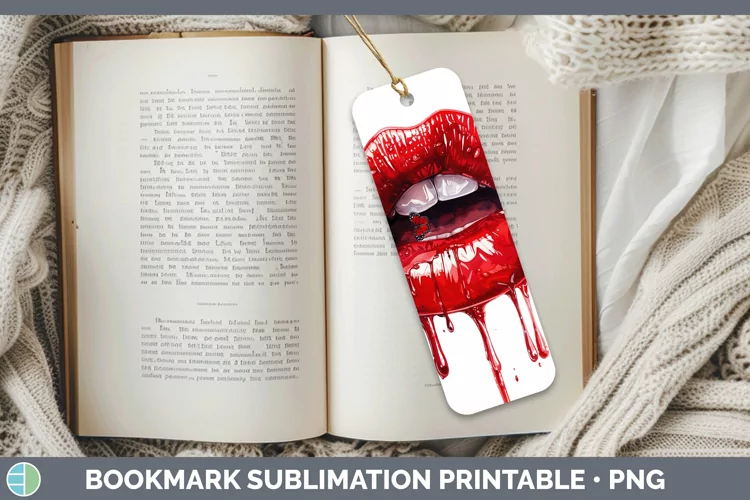 Watercolor Red Lips Bookmark Sublimation Printable Designs