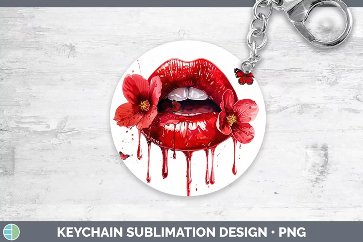 Watercolor Red Lips Keychain Sublimation Keyring Designs