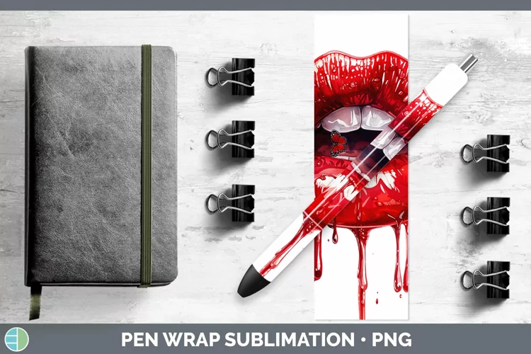 Watercolor Red Lips Pen Wrap Sublimation Epoxy Pen Designs