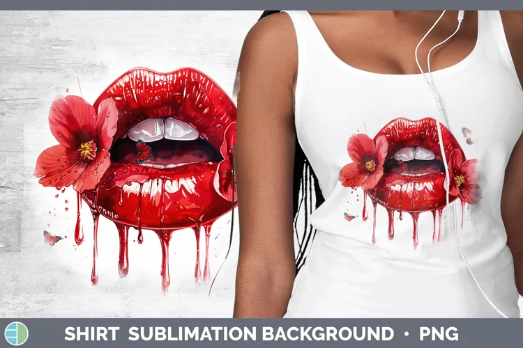 Watercolor Red Lips Shirt Sublimation Sublimation Background