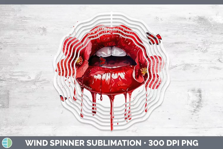 Watercolor Red Lips Wind Spinner Sublimation Spinner Designs