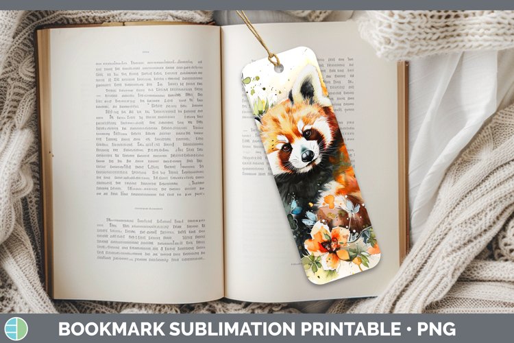 Watercolor Red Panda Bookmark Sublimation Printable Designs