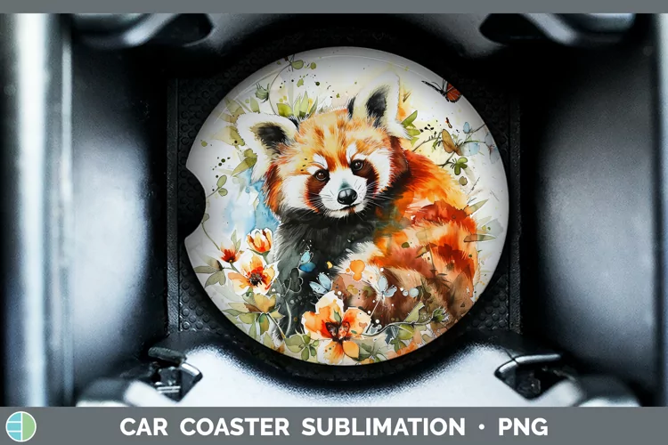 Watercolor Red Panda Car Coaster Sublimation Coaster Designs