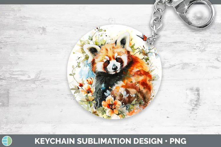 Watercolor Red Panda Keychain Sublimation Keyring Designs