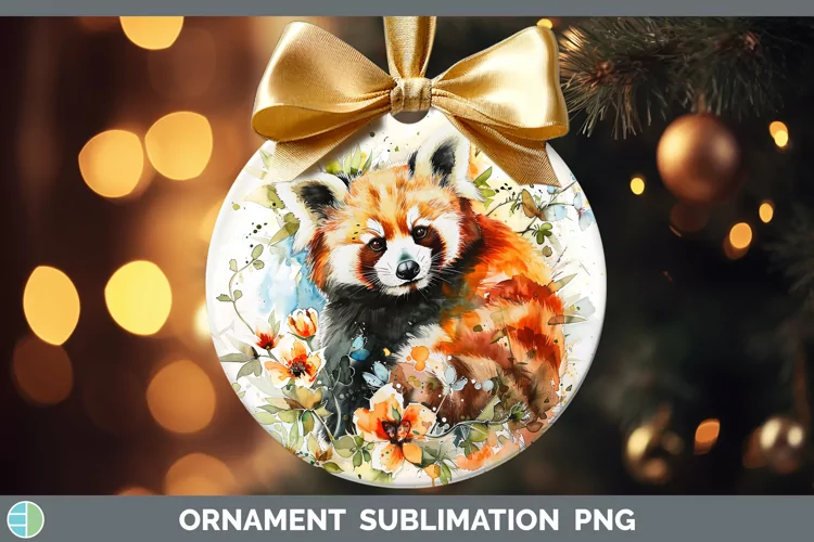 Watercolor Red Panda Ornament Sublimation Bauble Designs
