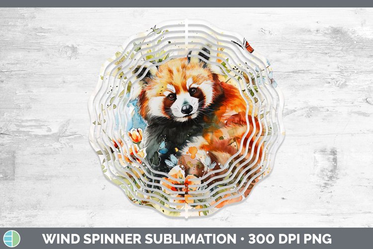 Watercolor Red Panda Wind Spinner Sublimation Spinner Design