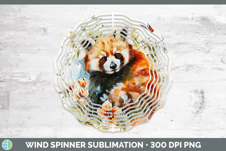 Watercolor Red Panda Wind Spinner Sublimation Spinner Design
