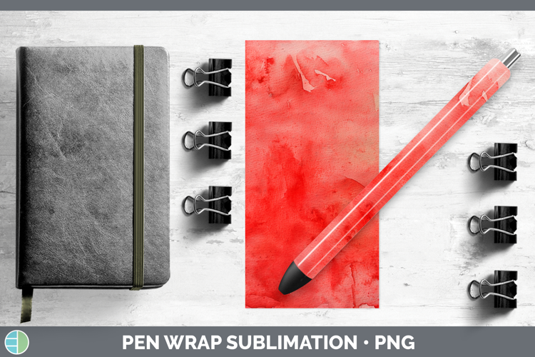 Watercolor Red Pen Wrap Sublimation Pen Designs