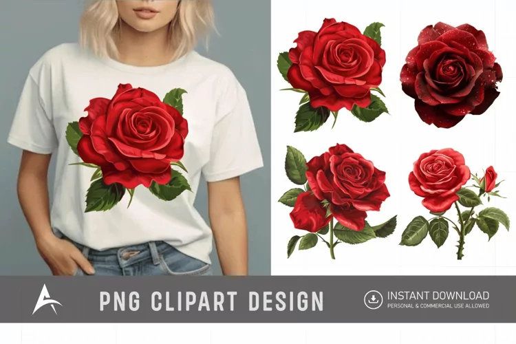 Watercolor Red Rose Clipart
