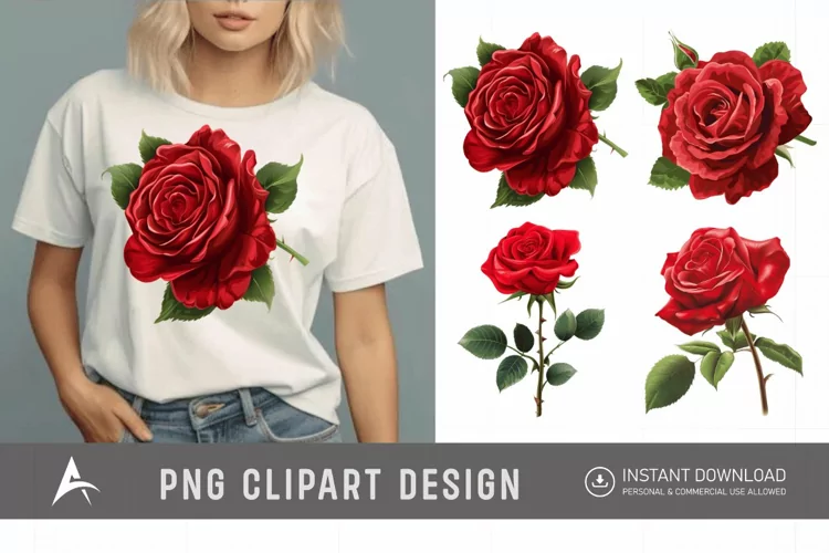 Watercolor Red Rose Clipart