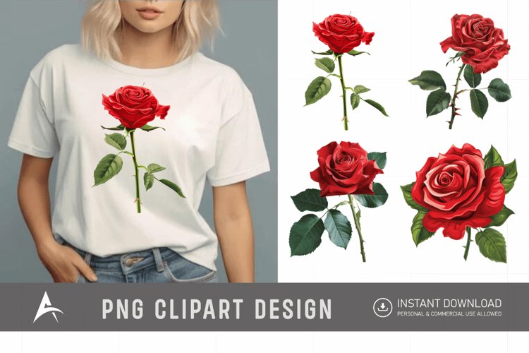 Red Flower Clipart Image 4
