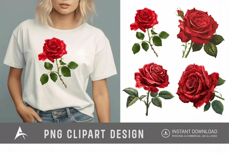 Watercolor Red Rose Clipart