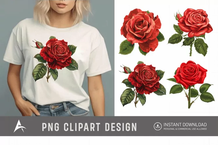 Watercolor Red Rose Clipart