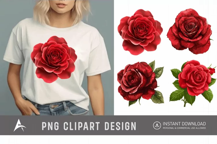 Watercolor Red Rose Clipart