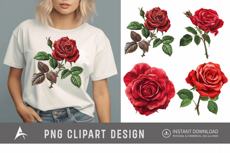 Red Flower Clipart Image 10
